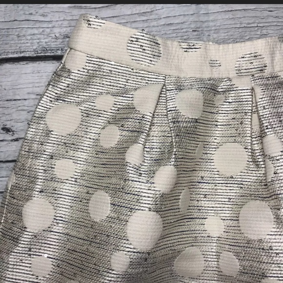 Anthropologie Skirt Jacquard Embellished Mini High Rise A-Line White Metallic 8 - Picture 9 of 15